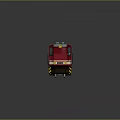 Red Train Locomotive With White Stripes Headlights And Windows Design