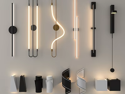 Modern Wall Lamps With Contemporary Designs Various Shapes And Sleek Metal Finishes 3d model