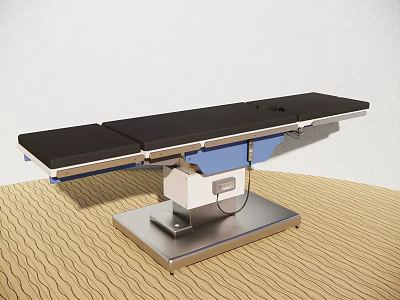 Modern Surgical Table with Stainless Steel Base Black Surface and Adjustable Design 3d model