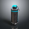 Military Grenade With Metallic Black And Blue Body And Top Blue Fuse Design