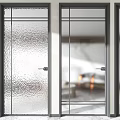 Modern Glass Doors With Frosted And Clear Panels Metal Frames And Handles
