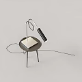Modern Round Coffee Table With Three Legs Table Lamp And Square Book 3d model