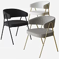 Modern Gray Upholstered Accent Chair With Armrest And Golden Metal Legs