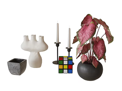 Modern Jewelry Ornaments Combination Vase Flower Art 3d model