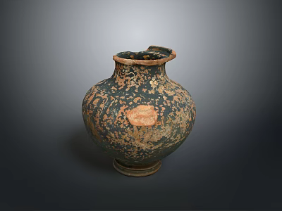 Ancient Hand Carved Ceramic Vase Sculpture With Intricate Patterns And Textured Surface 3d model