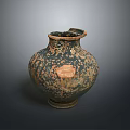 Ancient Hand Carved Ceramic Vase Sculpture With Intricate Patterns And Textured Surface