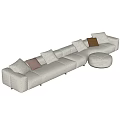 Modern Minotti Multi-Person Sofa Fabric Multi-Person Sofa Combination Sofa 3d model