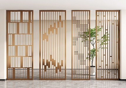 Modern Screen Partition Metal Partition Hollow Screen Living Room Partition Wall 3d model