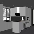 Modern Kitchen Interior Design With Gray Cabinets Island Counter And Range Hood
