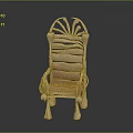Handcrafted Wooden Armchair With Intricate Backrest Curved Armrests And Tapered Legs
