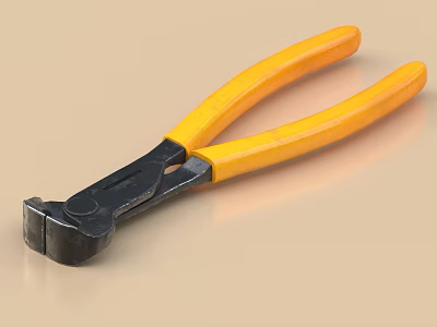 Hardware Plier With Yellow Handles And Black Body 3d model