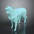 Light Blue 3D Dog Model With Mechanical Armor And Goggle Design