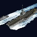 Aircraft Carrier And Escort Warships Sailing On Open Ocean Surface