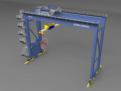 KONE CRANES Industrial Mobile Gantry Crane With Ladder And Wheels 3d model