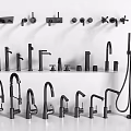 Black Kitchen and Bathroom Faucets in Various Modern Styles on 3d model