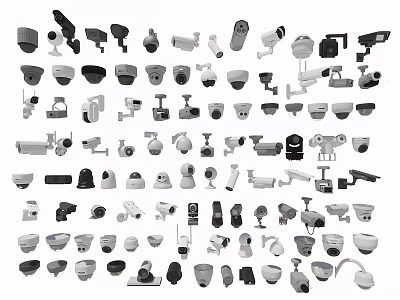 Security Surveillance Cameras Various Types And Models For Monitoring Systems 3d model