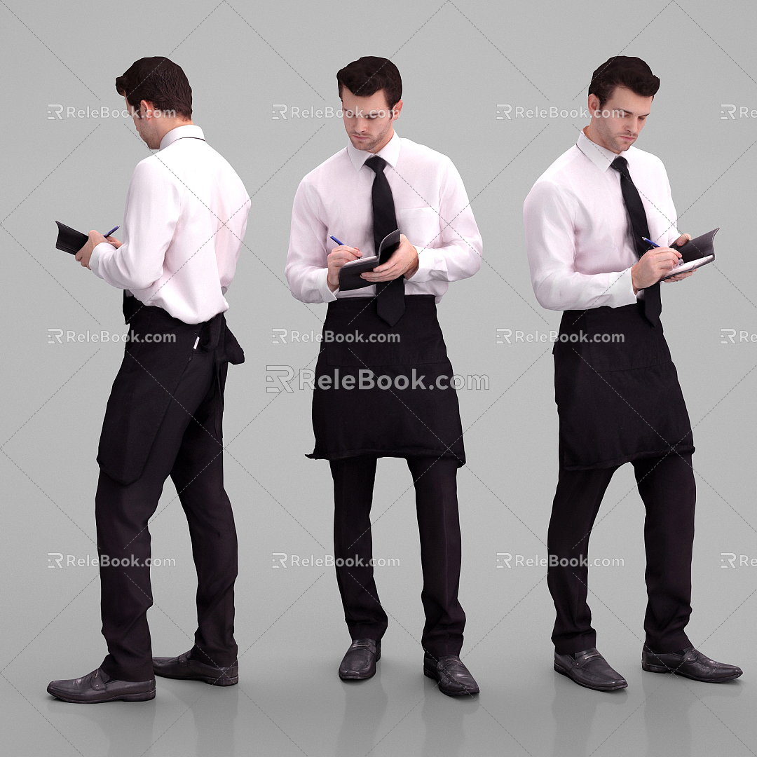 Modern Man Restaurant Waiter model