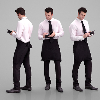 Modern Man Restaurant Waiter 3d model