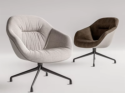 Modern Fabric Armchairs In Light Gray And Dark Brown With Metal Legs Design 3d model