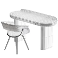 Modern Black Curved Desk With Light Strip And White Chair