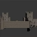 Ancient Medieval Castle Ruins Featuring Stone Towers Archways And Overgrown Vegetation