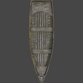 Vintage Wooden Boat With Seats And Wooden Planks On Gray Background