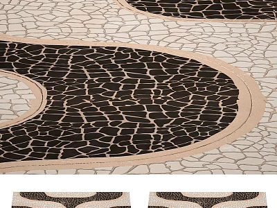 Decorative Road Pavement Design With Textured Cracked Pattern And Curved Black And Beige Sections 3d model
