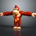 Cartoon Red Gorilla Character Standing with Red Tie DK Logo and Outstretched Arms