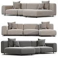 Modern Light Gray Multi Seater Sofa With Plush Cushions And Soft Fabric Design 3d model