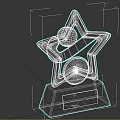Star Shaped Achievement Award Trophy With Golden Sphere Gray Accent And Green Logo Badge