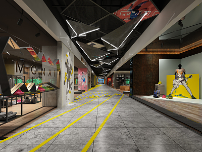 Industrial LOFT shopping mall shopping mall sportswear store shopping hall shopping mall aisle 3d model