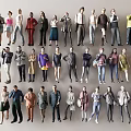 Group Of Diverse People With Different Outfits And Poses In Character Design