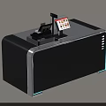 Sleek Modern Cash Register Counter With Digital Display Scanner And LED Accent Lighting