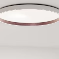 Sleek Round Ceiling Light With White Luminous Surface And Brown Trim