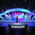Samsung Branded Stage With Blue Lighting And Performer 3d model