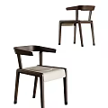 Sleek Modern Dining Chair With Solid Wooden Frame And Beige Padded Seat 3d model
