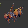 Futuristic Mechanical Creature 3D Model With Orange Purple Wings And Detailed Design