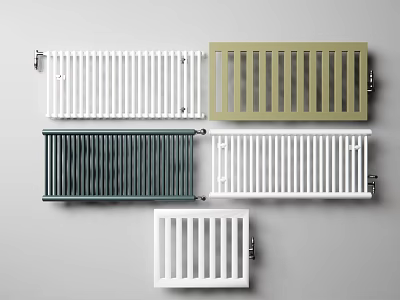 Stylish Radiators In Various Colors And Modern Designs For Home Interior Heating 3d model