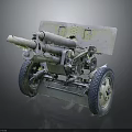 Old Military Artillery Gun With Metal Wheels Rusty Barrel And Worn Surface