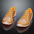 Stylish Shiny Brown Casual Shoes With Orange Laces And White Soles