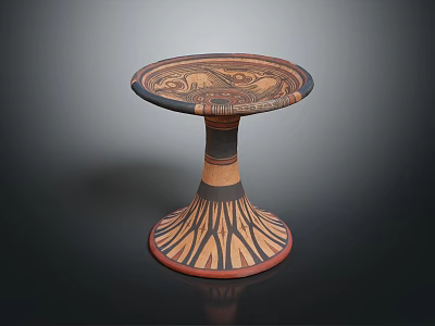 Ancient Decorative Ceramic Stand With Intricate Animal Motifs And Geometric Patterns 3d model