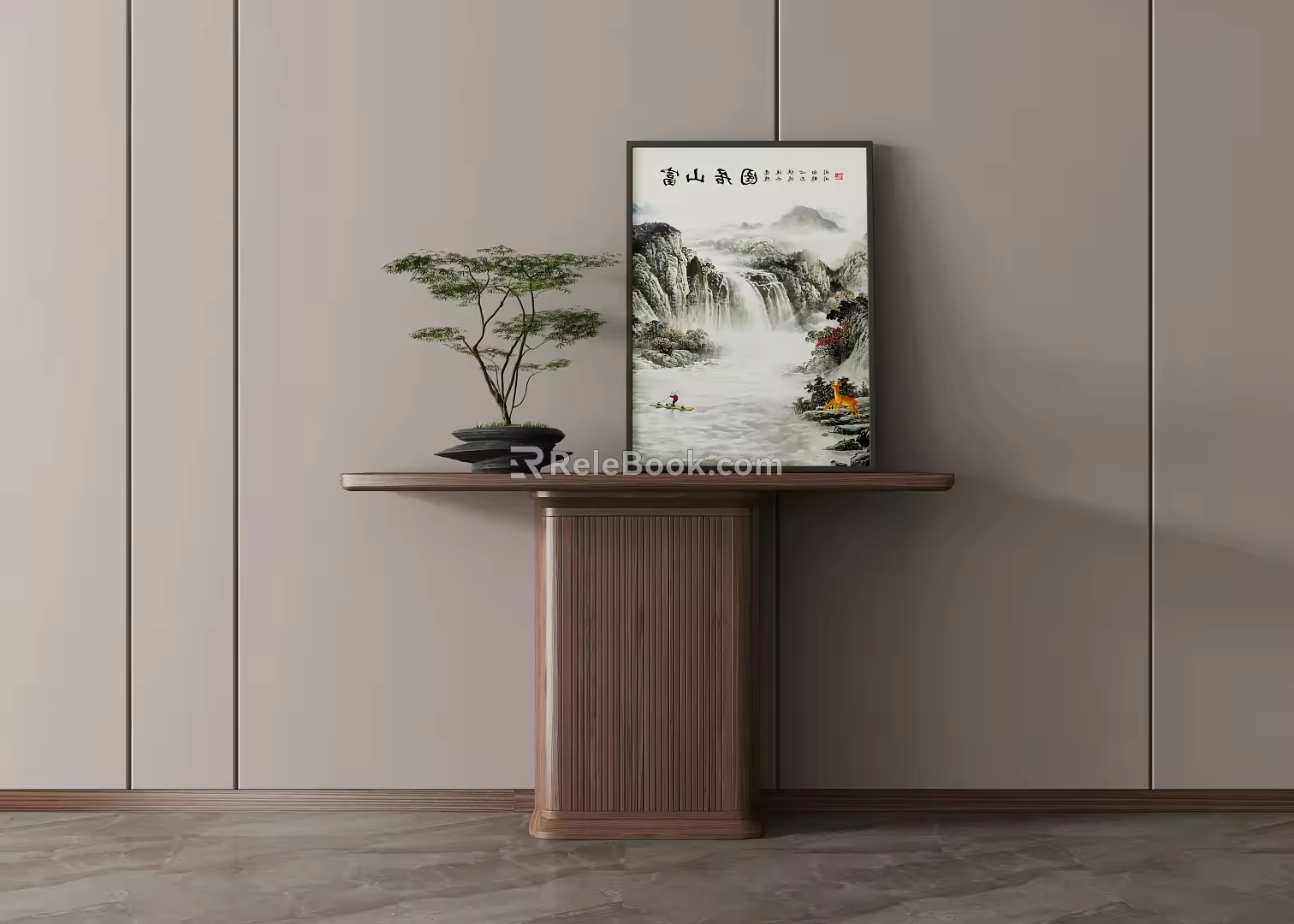 New Chinese-style Entrance End View Desk Entrance Cabinet End View Desk Case 3d model