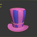Pink And Blue Striped Top Hat With Star Decorated Band For Fashionable Look