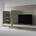 Modern TV Wall Design With Shelves Bowls And Marble Decorative Items