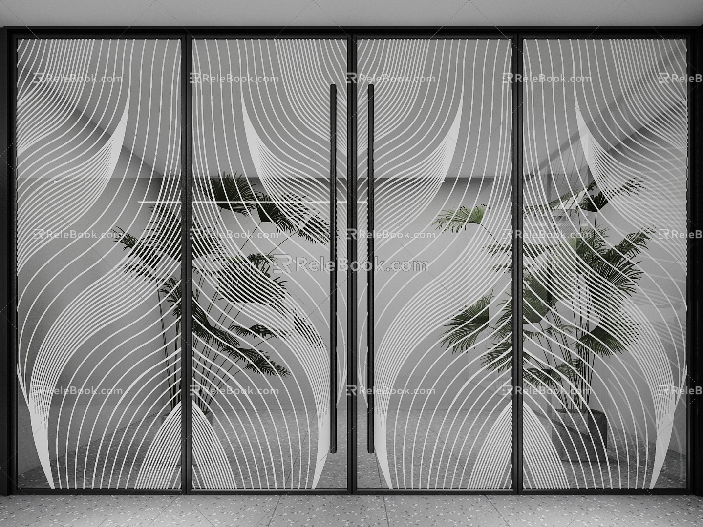 Modern Art Glass Door 3d model