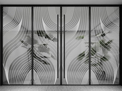 Modern Art Glass Door 3d model