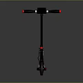 Sleek Black Electric Scooter With Red Handlebar Details And Sturdy Rubber Wheels