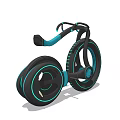 Modern Futuristic Bicycle Design With Black And Teal Large Wheels And Unique Frame