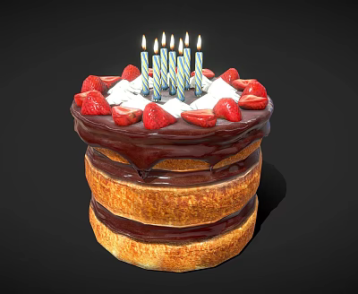 Birthday Cake Modern Cake 3d model