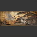 Traditional Chinese Carved Panel With Crane Pine Trees And Landscape